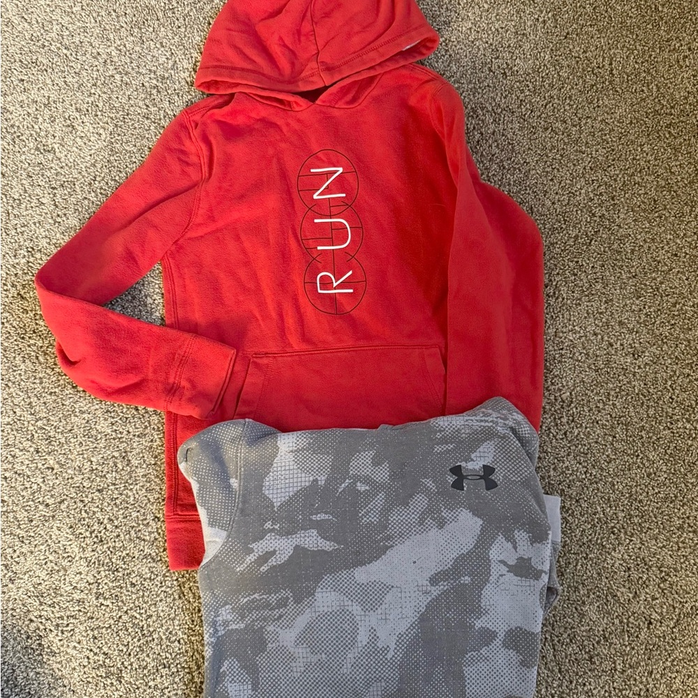 Under Armour Red Girls' Hoodie with Gray Camouflage Sweatshirt